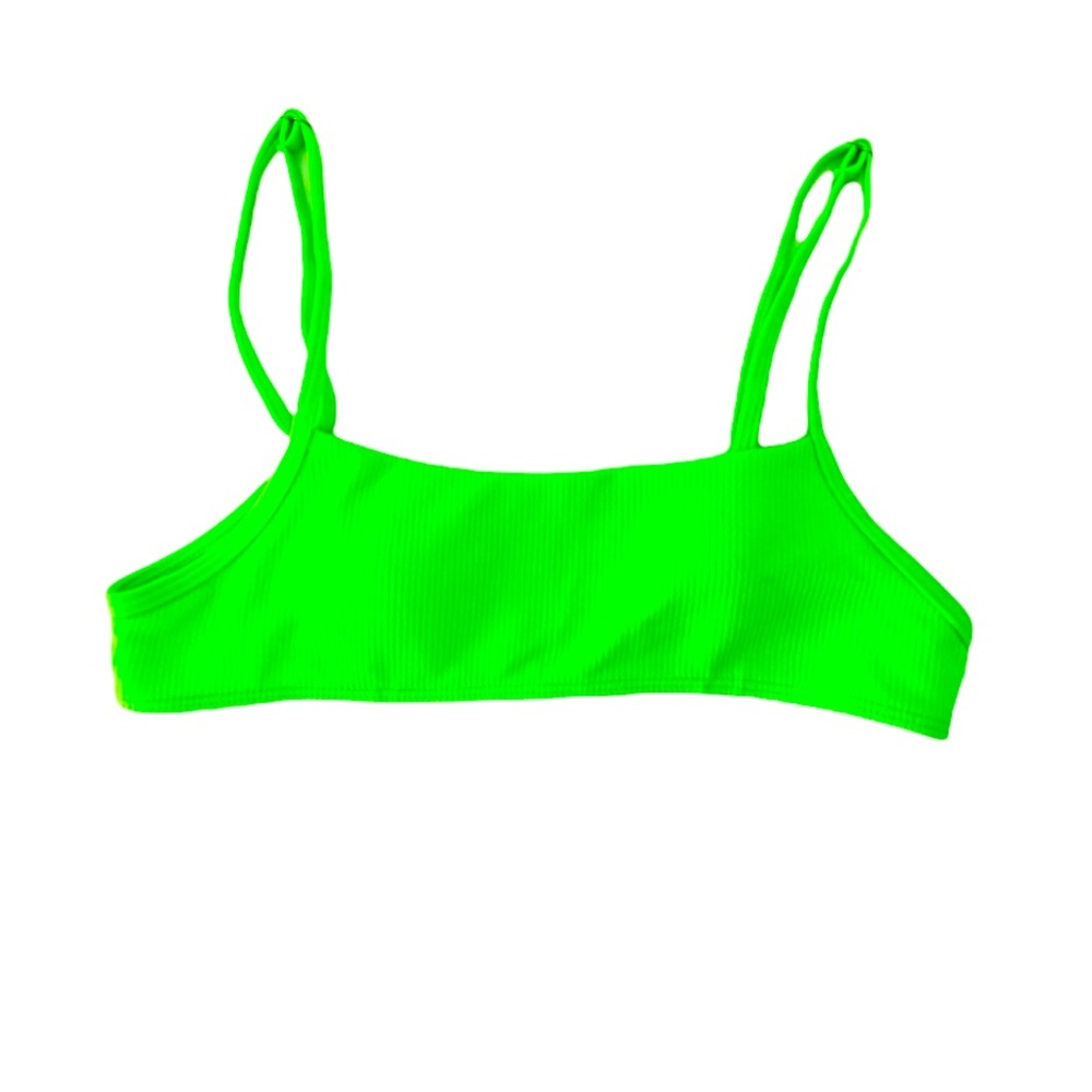 Neon Green Ribbed Bikini Top